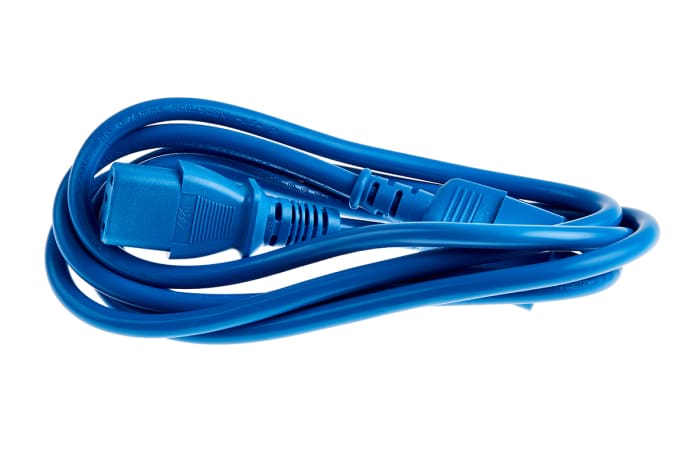 RS PRO Straight IEC C13 Socket to Straight IEC C14 Plug Power Cord, 2m