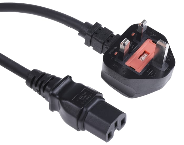 RS PRO RS PRO IEC C15 Socket to Type G UK Plug Power Cord, 2m 123