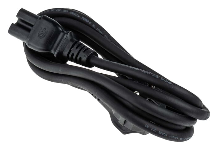 RS PRO Straight IEC C15 Socket to Right Angle CEE 7/7 Plug Power Cord, 2m