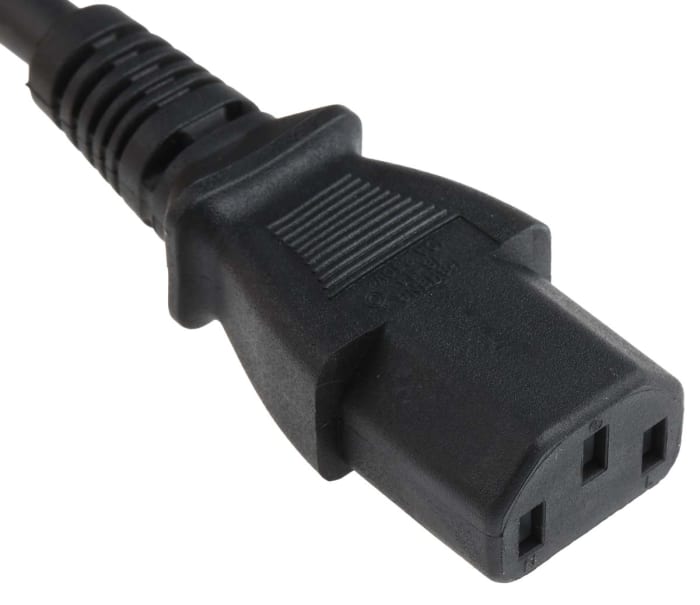 RS PRO IEC C13 Socket to Type G UK Plug Power Cord, 3m