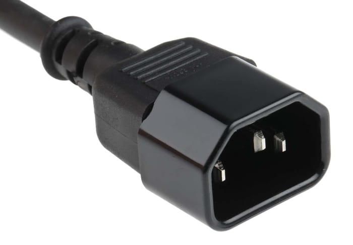 RS PRO Straight IEC C13 Socket to Straight IEC C14 Plug Power Cord, 5m