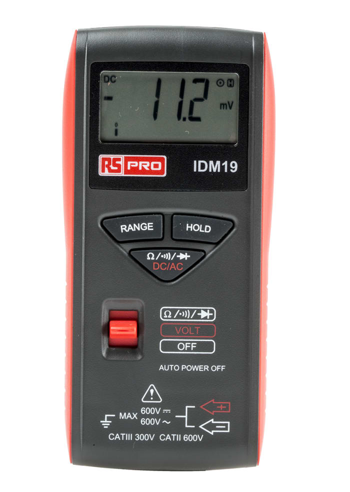 RS PRO IDM19 Handheld Digital Multimeter, 600V ac Max - UKAS Calibrated