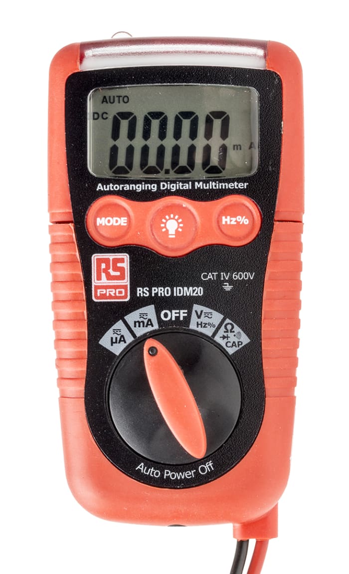 RS PRO IDM20 Handheld Digital Multimeter, 200mA ac Max, 200mA dc Max, 600V ac Max