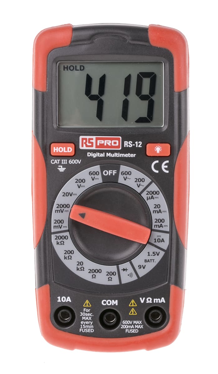 RS PRO RS12 Handheld Digital Multimeter, 10A dc Max, 600V ac Max