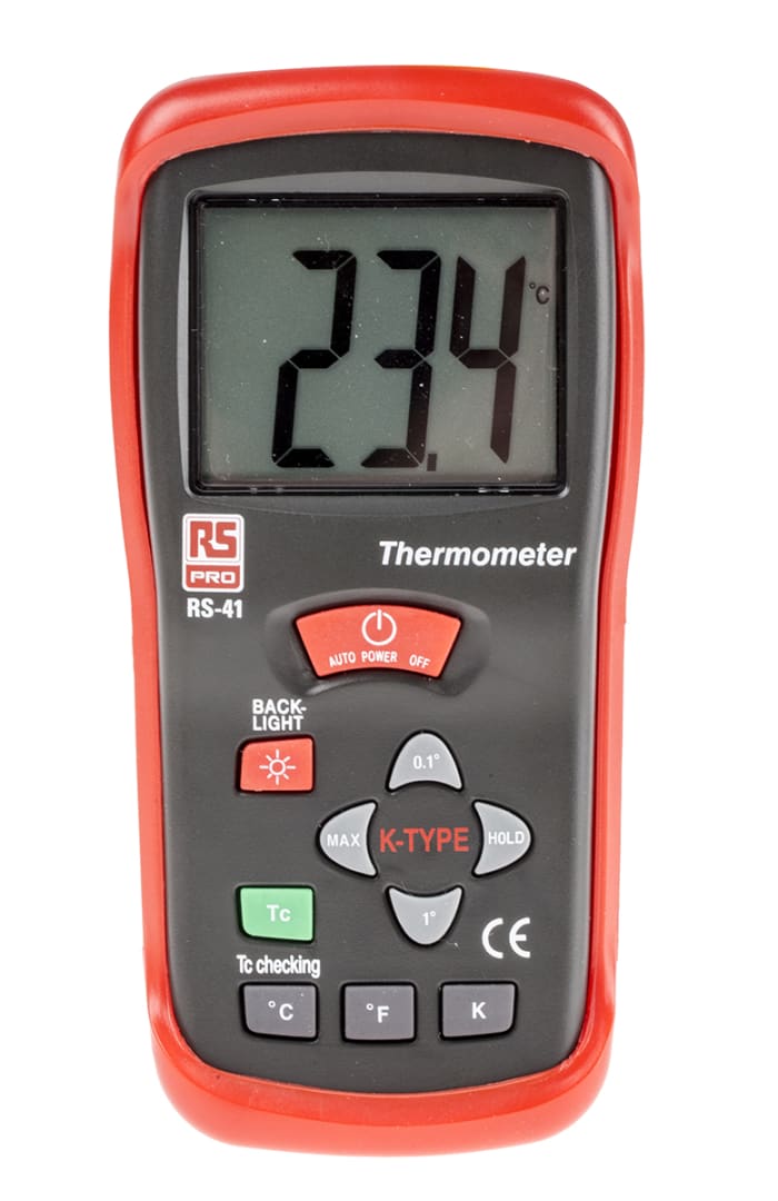 RS PRO  RS PRO RS41 Wired Digital Thermometer, K Probe, 1 Input(s
