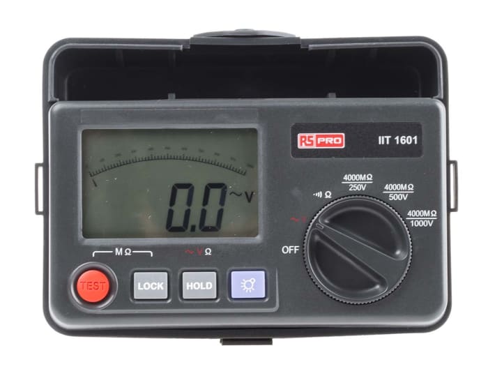 RS PRO IIT1601 Insulation Tester, 250V Min, 1000V Max, 4GΩ Max