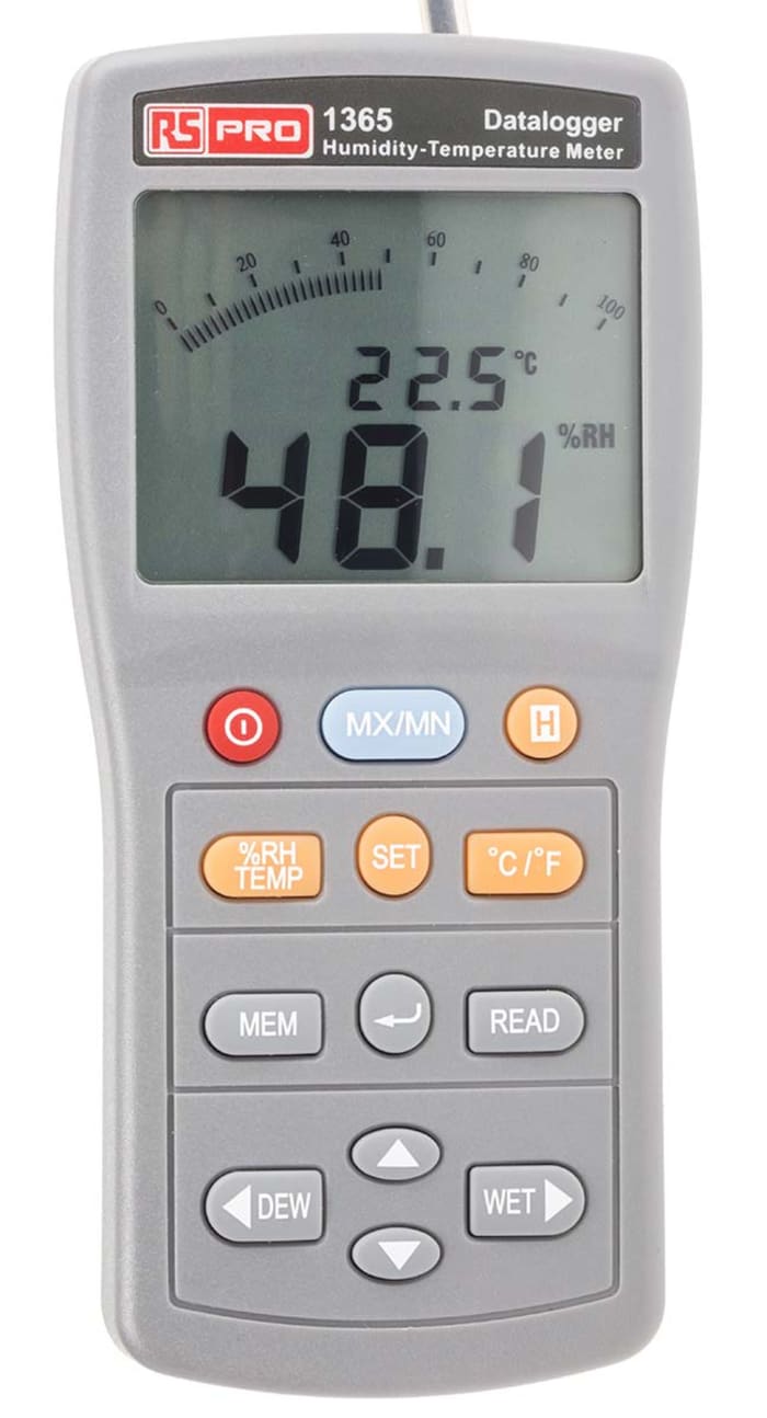 RS PRO RS PRO Temperature & Humidity Data Logger, RS232, USB, Battery
