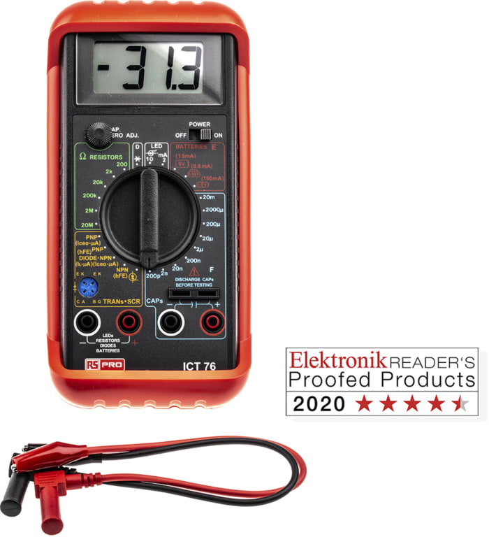RS PRO Component Tester, Resistance Measurement Resolution 100mΩ, Capacitance Measurement Resolution 0.1pF Component,