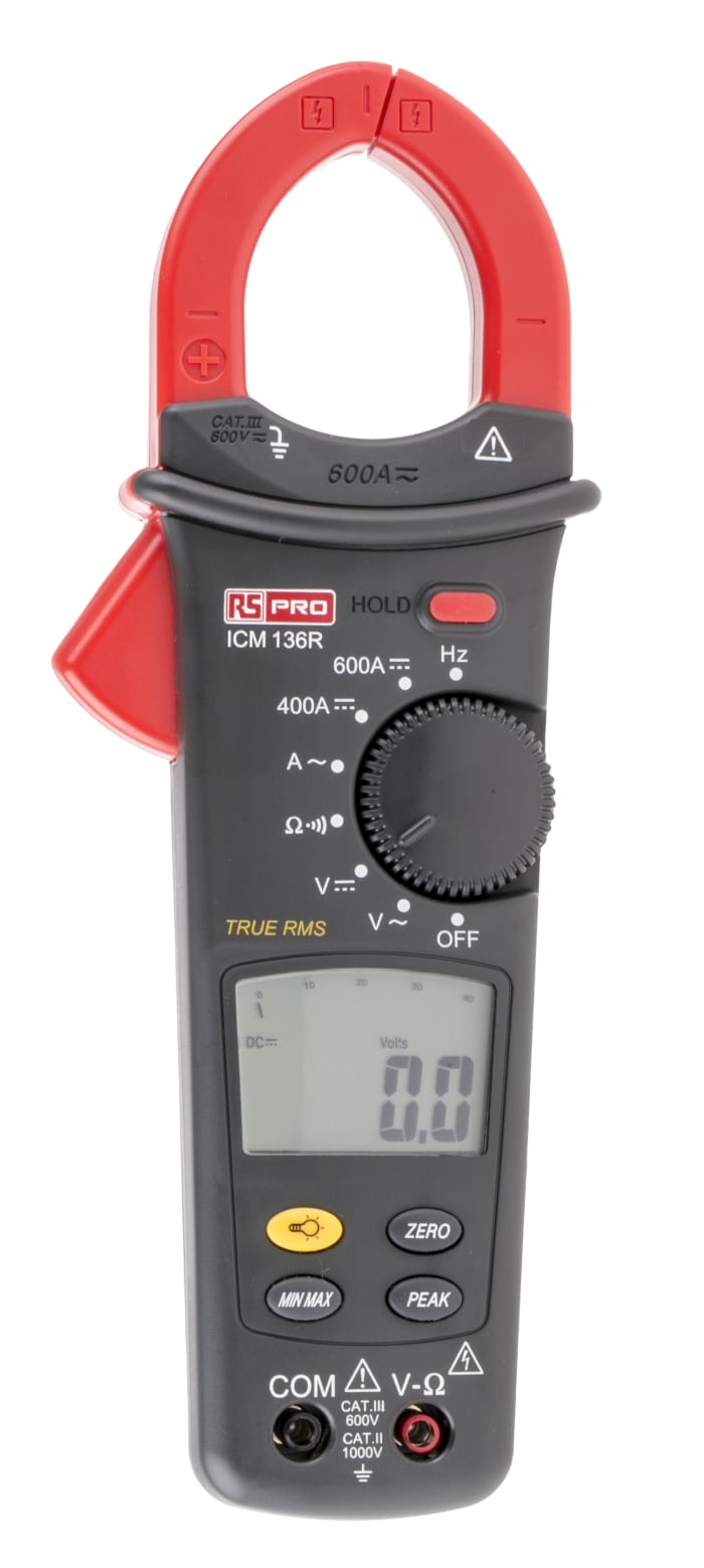 Pince multimètre ICM136R RS PRO, 600A c.c., 600A c.a.