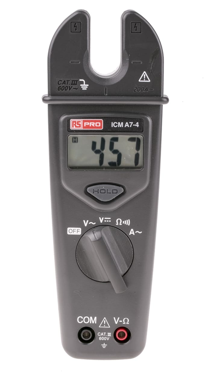 Klešťový měřicí přístroj 200A ac 600V ac 600V dc 2kΩ, CAT III 600 V RS PRO ICMA7-4