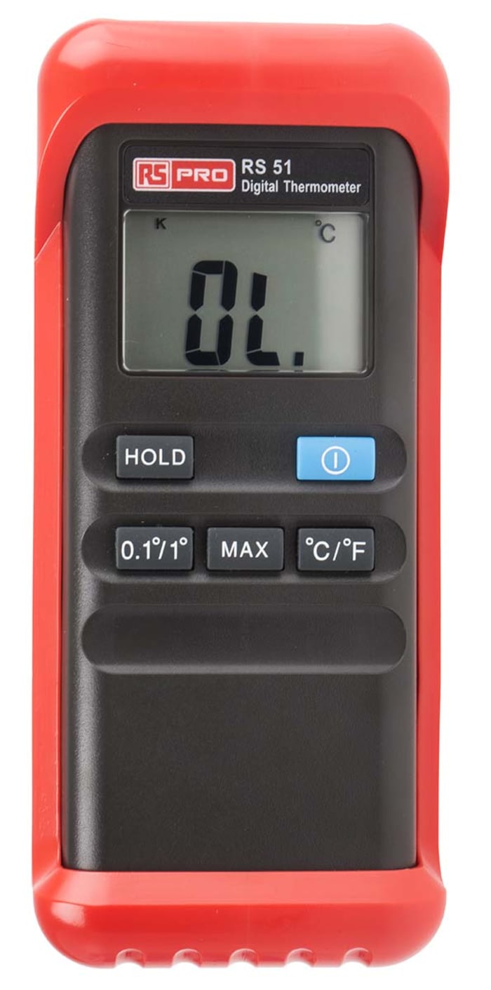 RS PRO Wired Digital Thermometer, K Probe, 1 Input(s), +1300 °C, +1999°F Max, ±0.3 % Accuracy - With RS Calibration