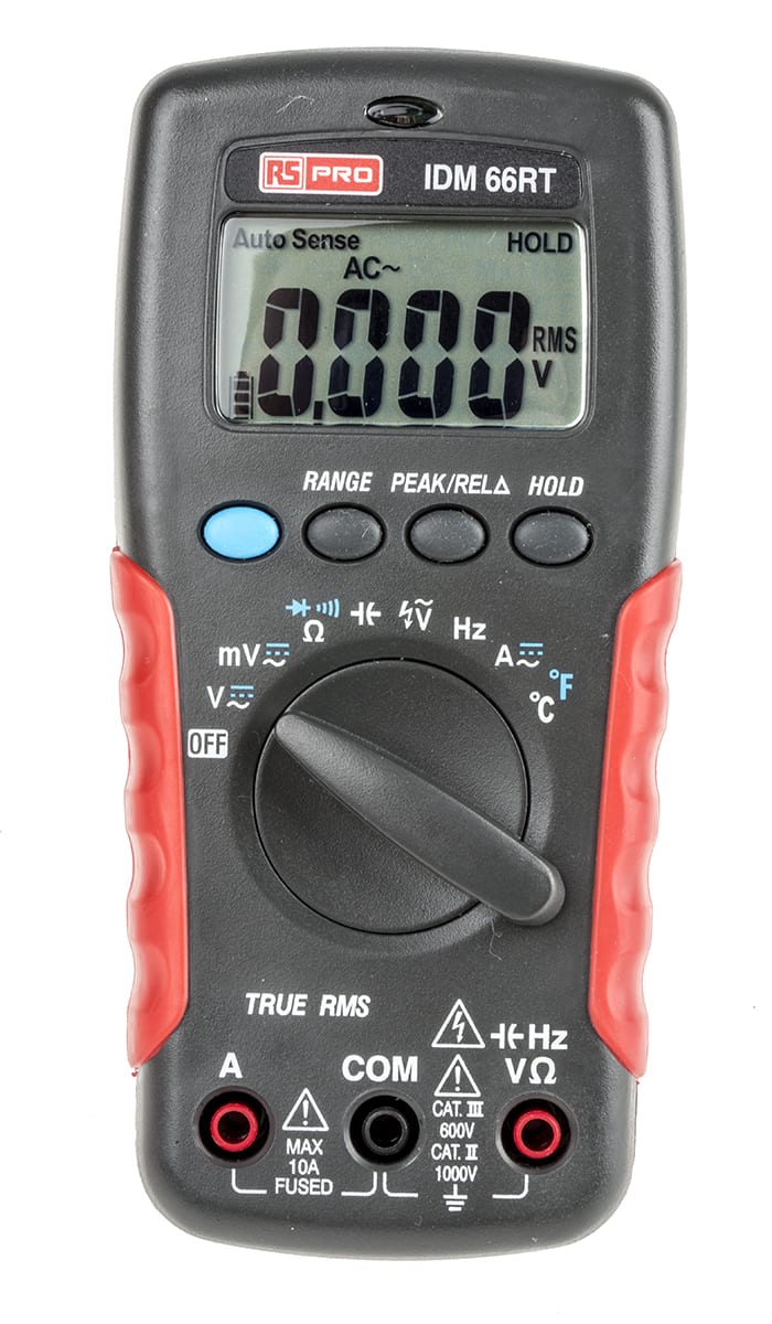 RS PRO IDM66RT Handheld Digital Multimeter, True RMS, 10A ac Max, 10A dc Max, 1000V ac Max - UKAS Calibrated