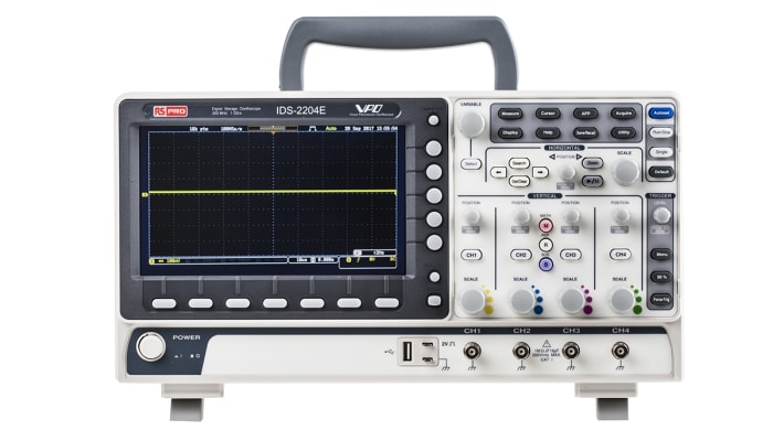 RS PRO IDS2204E, 200MHz Portable Oscilloscope, 4 Analogue Channels - UKAS Calibrated