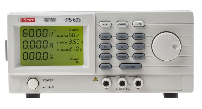 RS PRO Digital Bench Power Supply, 0 → 60V dc, 0 → 3.5A, 1-Output, 200W - RS Calibrated