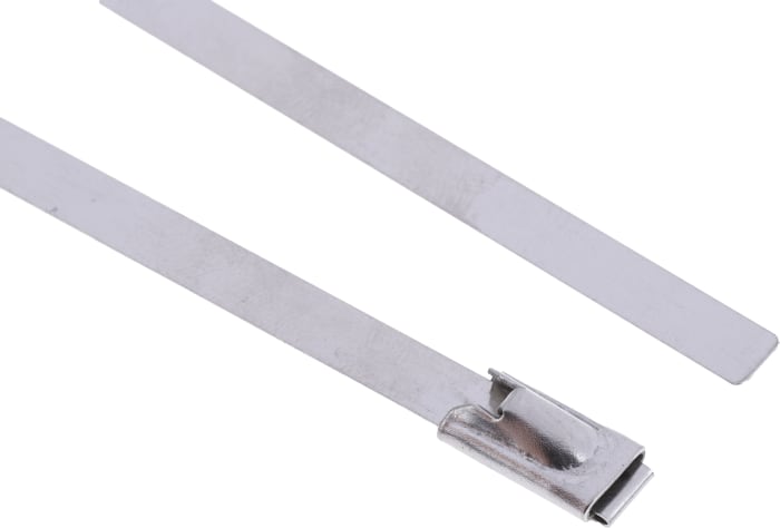 RS PRO Cable Tie, Roller Ball, 125 mm x 4.6mm, Silver Stainless Steel