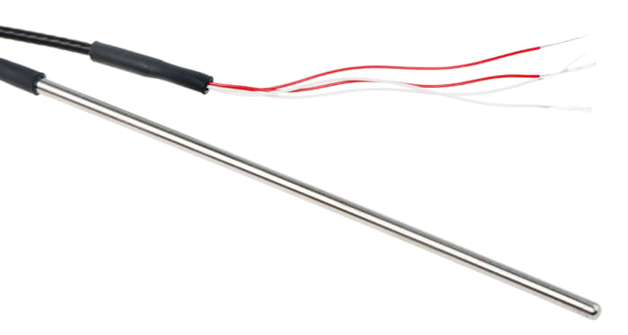 RS PRO PT100 RTD Sensor, 3mm Dia, 125mm Long, 4 Wire, Probe, Class B +250°C Max
