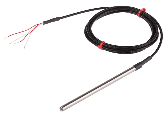 RS PRO PT100 RTD Sensor, 6mm Dia, 125mm Long, 4 Wire, Probe, Class B +250°C Max