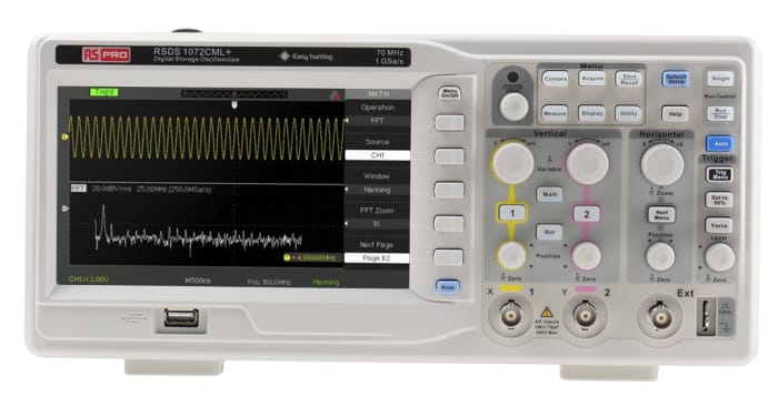 RS PRO RSDS1072CML+, 70MHz Bench Oscilloscope, 2 Analogue Channels