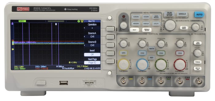 RS PRO RSDS1204CFL, 200MHz Bench Oscilloscope, 4 Analogue Channels
