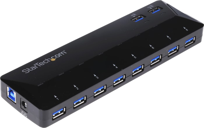 StarTech.com 10 Port USB 3.0 USB A Hub, AC Adapter Powered