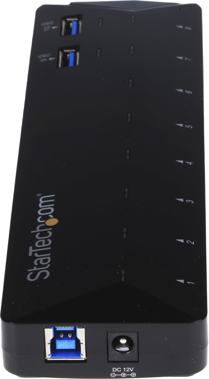 StarTech.com 10 Port USB 3.0 USB A Hub, AC Adapter Powered, 201 x 60 x 24mm  | StarTech.com | RS Components India