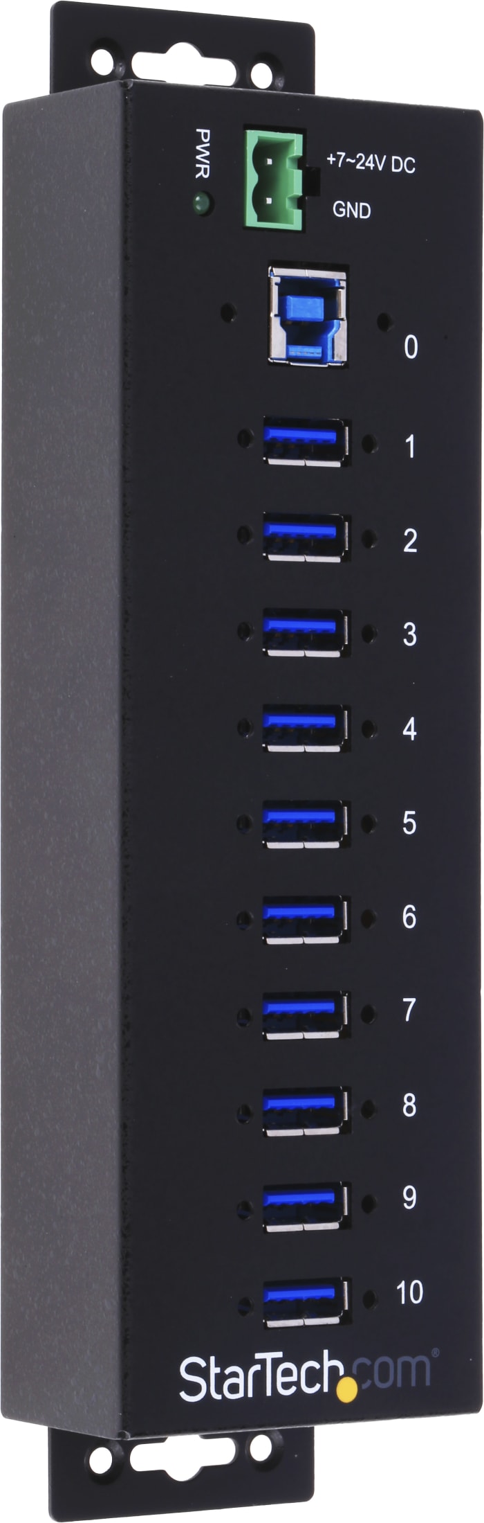 StarTech.com 10 Port USB 3.0 USB A Hub, Terminal Connector Powered, 198 x 56 x 31mm