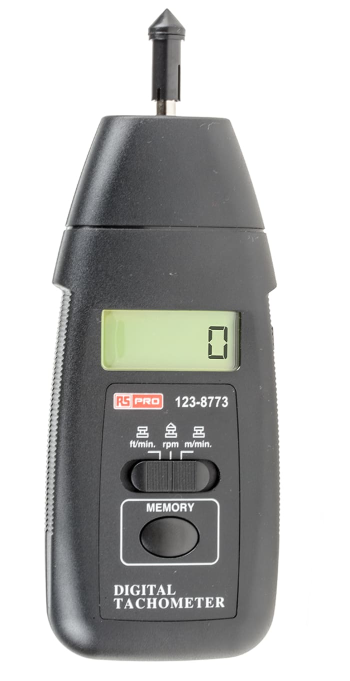 RS PRO, RS PRO Tachometer Best Accuracy ±0.05 % - Contact LCD 19999rpm, 123-8773