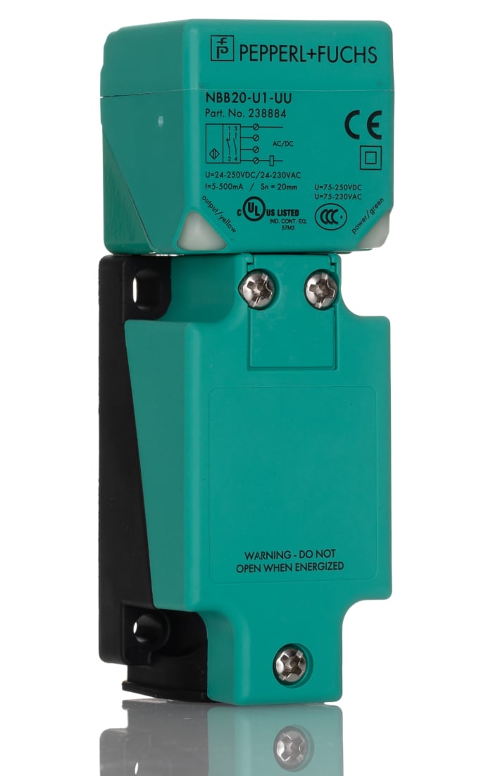 Pepperl + Fuchs Inductive Block Proximity Sensor, 20 mm Detection, 2-Wire NO/NC, 20 → 253 V ac, 20 → 300