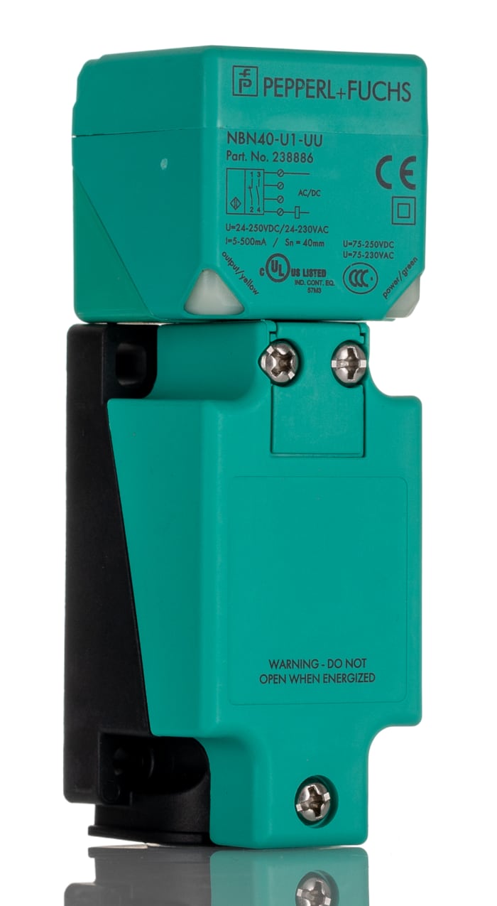 Pepperl + Fuchs Inductive Block Proximity Sensor, 40 mm Detection, 2-Wire NO/NC, 20 → 253 V ac, 20 → 300