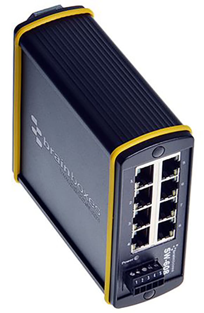 Ethernetový spínač, pro použití s: Síť Ethernet 2 x, počet výstupů: 8 Ethernet, RJ45, USB Brainboxes