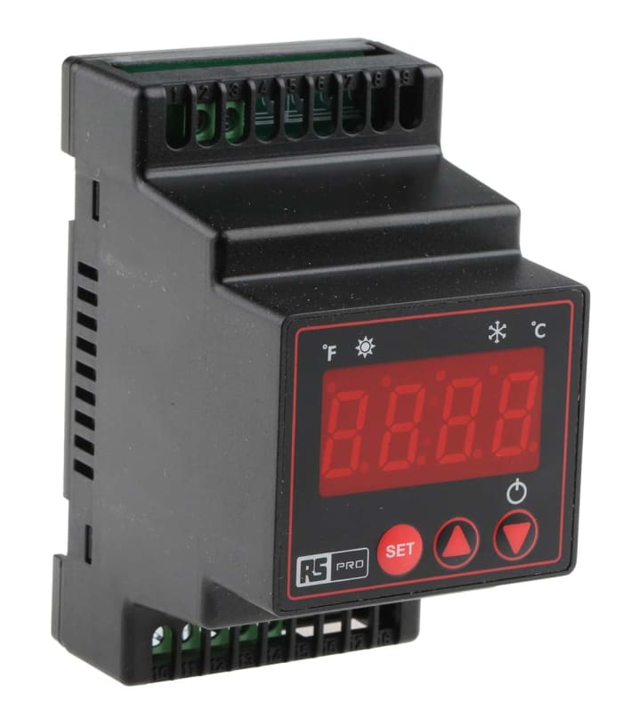 RS PRO DIN Rail On/Off Temperature Controller, 54 x 94mm 1 Input, 1 Output Relay, 230 V ac Supply Voltage