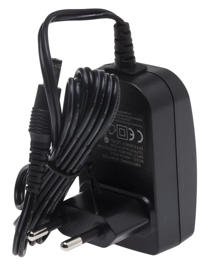 RS PRO 24W Plug-In AC/DC Adapter 9V dc Output, 2.5A Output