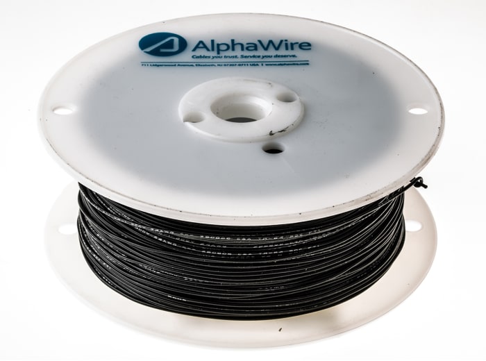 Alpha Wire Hook-up Wire PVC Series Black 0.23 mm² Harsh Environment Wire, 24 AWG, 7/0.20 mm, 305m, PVC Insulation, 3050