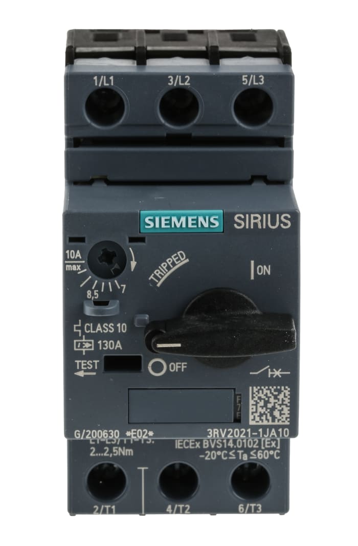 Siemens Sirius Innovation, Motor Koruma Şalteri, 7 → 10 A, 3P, 100 kA @ 400 V ac, 690 V ac