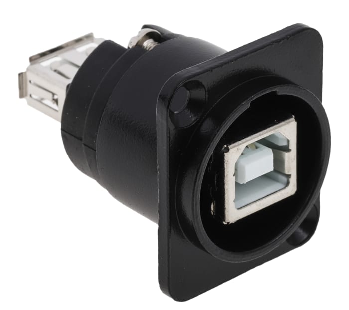 RS PRO Straight, Panel Mount, Socket to Socket- Dual Port Type B to A 2.0 USB Connector