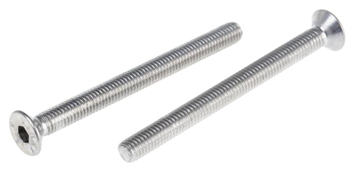 RS PRO Plain Stainless Steel Hex Socket Countersunk Screw, ISO 10642, M6 x 70mm