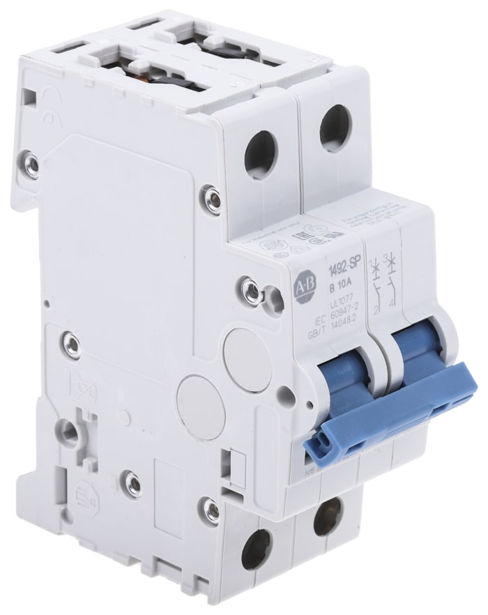 Allen Bradley 1492 1492-SPM MCB, 2P, 10A Curve B, 277V AC, 96V DC, 10 kA Breaking Capacity