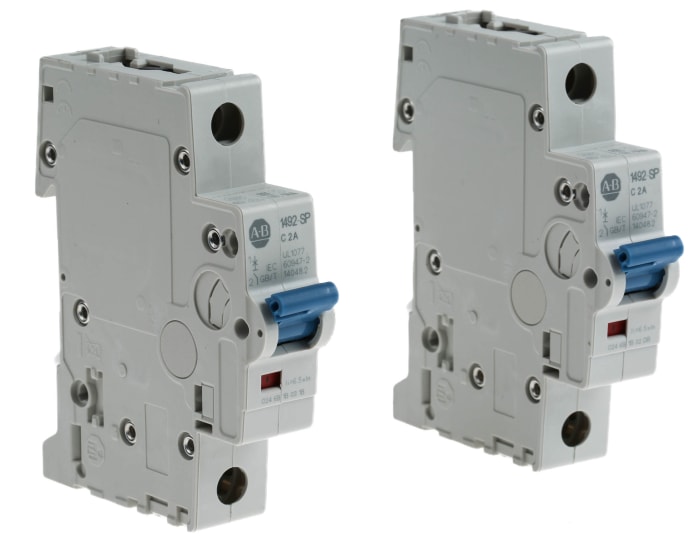Allen Bradley 1492 1492-SPM MCB, 1P, 2A Curve C, 277V AC, 48V DC, 10 kA Breaking Capacity