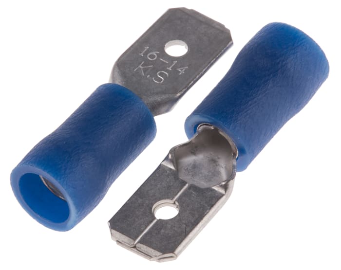 Cosse faston RS PRO, 1,5 → 2,5 mm², 16 → 14 AWG, Isolée, Bleu