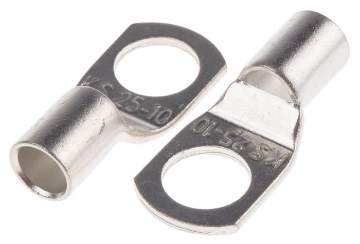 RS PRO Uninsulated Ring Terminal, M10.5 Stud Size, 25mm² to 25mm² Wire Size