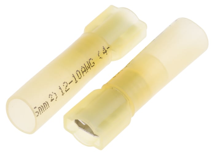RS PRO Yellow Insulated Female Spade Connector, Heat Shrinkable, 6.35 x 0.8mm Tab Size, 4mm² to 6mm²