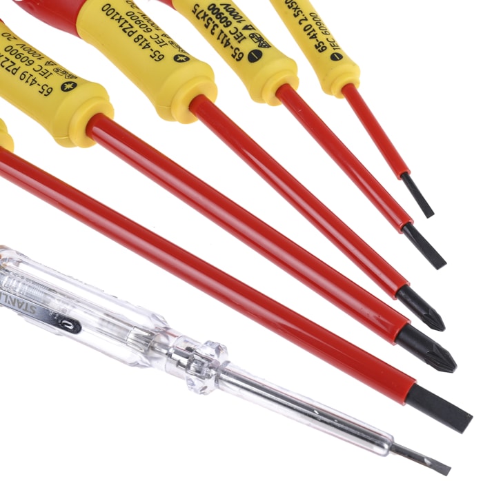 0 65 443 Stanley Stanley 0 65 443 Pozidriv Slotted Insulated Screwdriver Set 6 Piece 125 2155 RS Components
