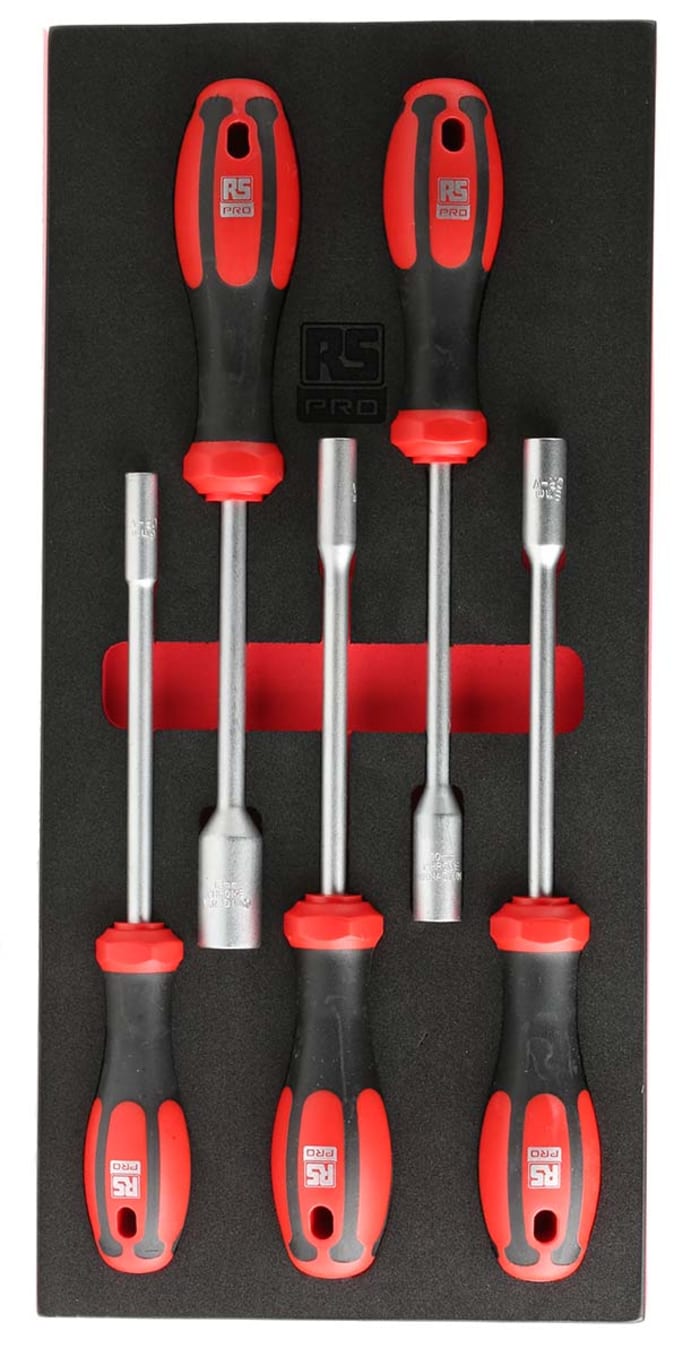 RS PRO Hex Nut Driver Set 6 mm 7 mm 8 mm 10 mm 13 mm Tip 125 mm Blade 225 6 mm C PLUS Nut Driver mm 235 10