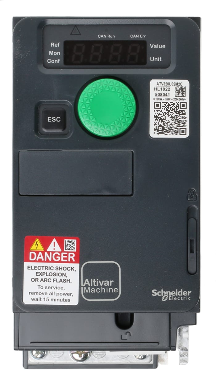 Schneider Electric Variable Speed Drive, 0.18 kW, 1 Phase, 230 V ac, 3.4 A, ATV320 Series