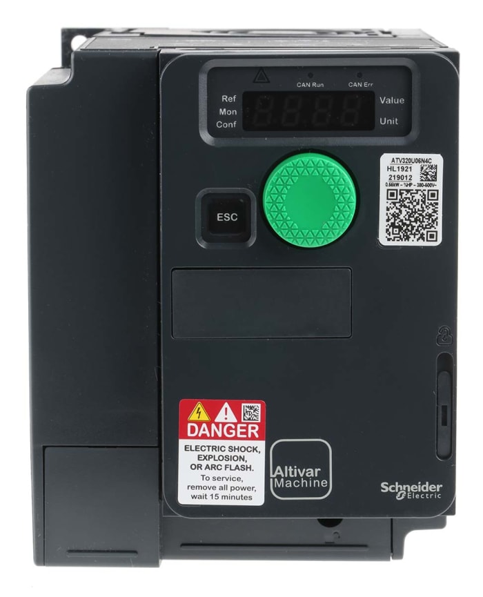 Schneider Electric Variable Speed Drive, 0.55 kW, 3 Phase, 400 V ac, 2.8 A, ATV320 Series