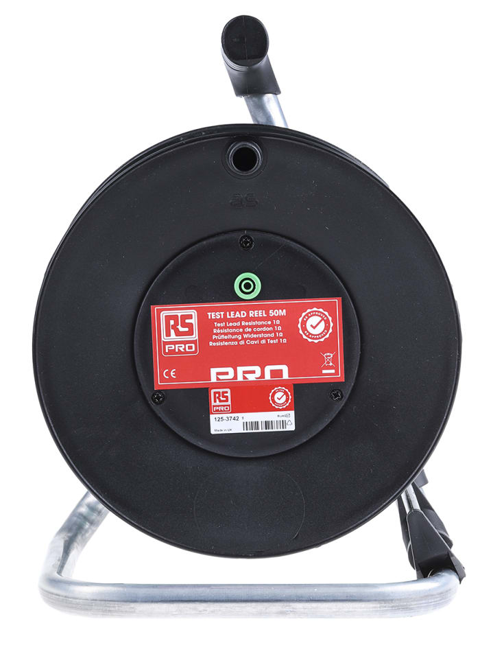 RS PRO, RS PRO Green Test Lead Extension Reel, 50m Cable Length, CAT II  1000 V safety category, 125-3742