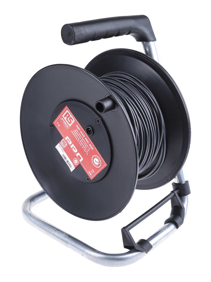 RS PRO Black Test Lead Extension Reel, 50m Cable Length, CAT II