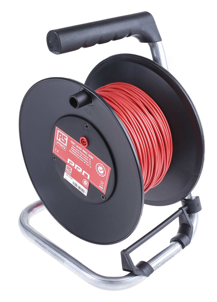 RS PRO, RS PRO Red Test Lead Extension Reel, 50m Cable Length, CAT II 1000  V safety category, 125-3745