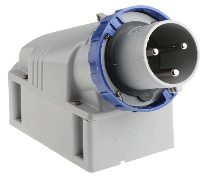 Scame IP67 Blue Wall Mount 2P + E Industrial Power Plug, Rated At 63A, 230 V