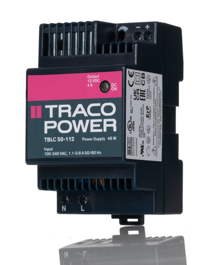 Alimentation pour rail DIN TRACOPOWER, série TBLC, 12V c.c.out 4A, 48W